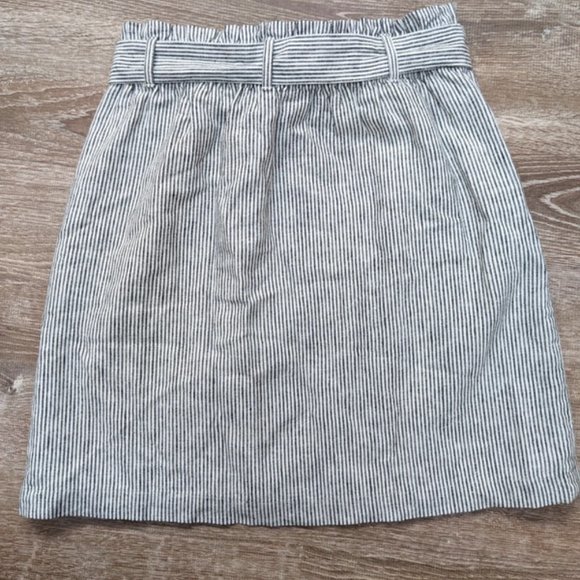 J. Crew Linen Cotton Blend Pinstriped Paper Bag Pull On Skirt Size Small - Picture 6 of 10